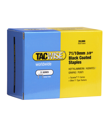 Tacwise Type 71/10mm Galvanised Black Coated Staples, Box of 20,000 to suit Tacwise A7116V, A7116LN, A7116P  - Code 0373