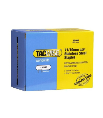 Tacwise Type 71/10mm Stainless Steel Staples, Box of 20,000 to suit Tacwise A7116V, A7116LN, A7116P - Code 0375