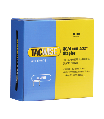 Tacwise Type 80/4mm Galvanised Staples, Box of 10,000 to suit Tacwise A8016V, A8016LN - Code 0380
