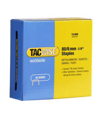 Tacwise Type 80/6mm Galvanised Staples, Box of 10,000 to suit Tacwise A8016V, A8016LN - Code 0381