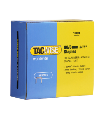 Tacwise Type 80/8mm Galvanised Staples, Box of 10,000 to suit Tacwise A8016V, A8016LN - Code 0382