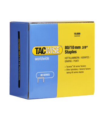Tacwise Type 80/10mm Galvanised Staples, Box of 10,000 to suit Tacwise A8016V, A8016LN - Code 0383