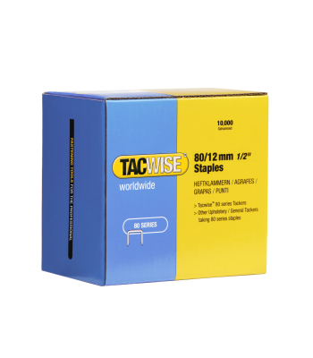 Tacwise Type 80/12mm Galvanised Staples, Box of 10,000 to suit Tacwise A8016V, A8016LN - Code 0384