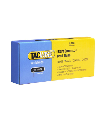 Tacwise Type 18G/10mm Galvanised Brad Nails, Pack of 5000 to suit Tacwise 53-13EL, 140-180EL and C1832V - Code 0392