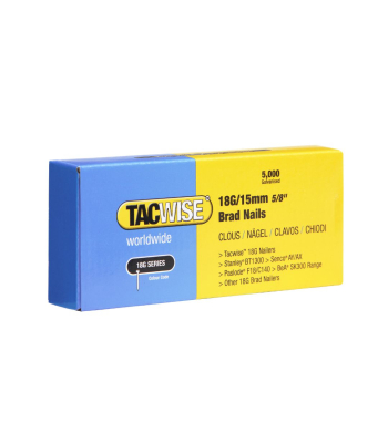 Tacwise Type 18G/15mm Galvanised Brad Nails, Pack of 5000 to suit Tacwise Z3 Series tackers, Hobby 53EL, 140EL, 181ELS, 191EL/S - Code 0394