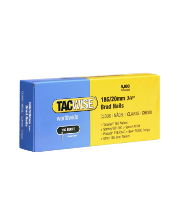Tacwise Type 18G/20mm Galvanised Brad Nails, Pack of 5000 to suit Tacwise 181EL/S, 191EL/S - Code 0395