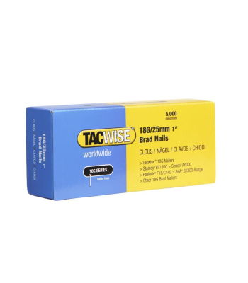 Tacwise Type 18G/25mm Galvanised Brad Nails, Pack of 5000 to suit Tacwise 181EL/S, 191EL/S - Code 0396