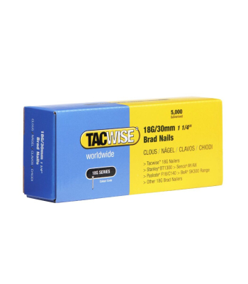 Tacwise Type 18G/30mm Galvanised Brad Nails, Pack of 5000 to suit Tacwise 181EL/S, 191EL/S - Code 0397