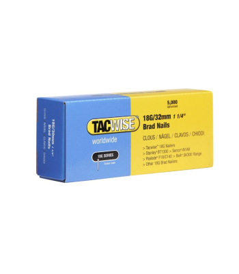 Tacwise Type 18G/32mm Galvanised Brad Nails, Pack of 5000 to suit Tacwise 181EL/S, 191EL/S - Code 0398