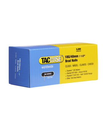 Tacwise Type 18G/40mm Galvanised Brad Nails, Pack of 5000 to suit Tacwise 191EL/S - Code 0400