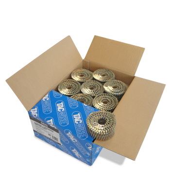 Tacwise Type 2.5/50mm Galvanised Flat Top Coil Nails, Diamond Point, Ring Shank, 16° Inclined, Wire Collated, Pack of 9000 to suit Tacwise FCN55V, FCN57V, HCN65P, FCN65V, GCN70V, HCN83P and JCN90XHH - Code 0423