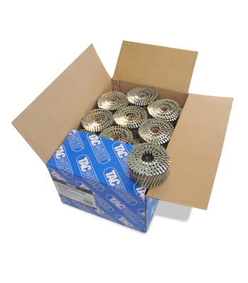Tacwise Type 2.5/64mm Galvanised Flat Top Coil Nails, Diamond Point, Ring Shank, 16° Inclined, Wire Collated, Pack of 9000 to suit HCN65P, FCN65V, GCN70V, HCN83P and JCN90XHH - Code 0428