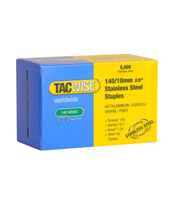 Tacwise Type 140/10mm Stainless Steel Staples, Box of 5000 to suit Tacwise Z3-140, Z3-140L, A11, A54, 140EL and 140-180EL - Code 0477