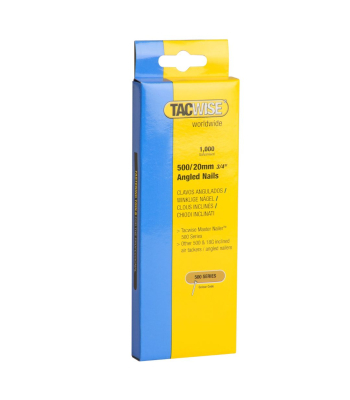 Tacwise Type 18G/20mm Galvanised Angled Brad Nails for 400ELS, 26° Incline, Pack of 1000 to suit Tacwise 400ELS - Code 0479