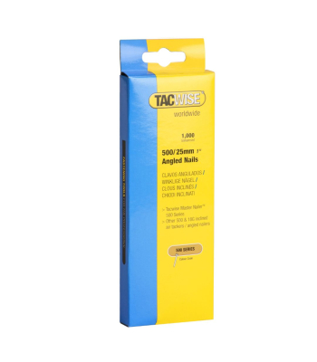 Tacwise Type 18G/25mm Galvanised Angled Brad Nails for 400ELS, 26° Incline, Pack of 1000 to suit Tacwise 400ELS - Code 0480