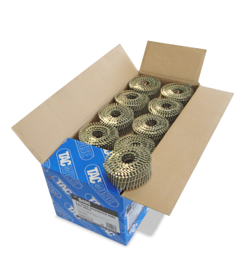 Tacwise Type 2.1/50mm Galvanised Flat Top Coil Nails, Diamond Point, Ring Shank, 16° Inclined, Wire Collated, Pack of 14,400 to suit Tacwise FCN50LHH2, GCN57P, FCN55V, FCN57V, FCN65V and HCN65P - Code 0495