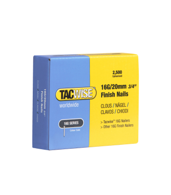 Tacwise Type 16G/20mm Galvanised Finish Nails, Pack of 2500 to suit Tacwise DFN50V, FFN64LHH, GFN64V, FCT50LHH - Code 0665