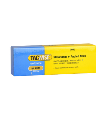 Tacwise Type 18G/25mm Galvanised Angled Brad Nails for 400ELS, 26° Incline, Pack of 5000 to suit Tacwise 400ELS - Code 0824