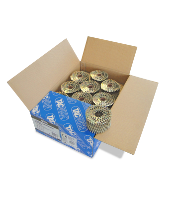 Tacwise Type 2.8/64 mm Extra Galvanised Flat Top Coil Nails, Diamond Point, Ring Shank, 16° Inclined, Wire Collated, Pack of 4000 to suit Tacwise HCN65P, GCN70V, HCN83P and JCN90XHH - Code 0964