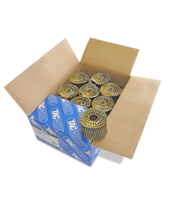Tacwise Type 2.8/83mm Bright Flat Top Coil Nails, Diamond Point, Ring Shank, 16° Inclined, Wire Collated, Pack of 4000 to suit Tacwise HCN83P and JCN90XHH - Code 0965