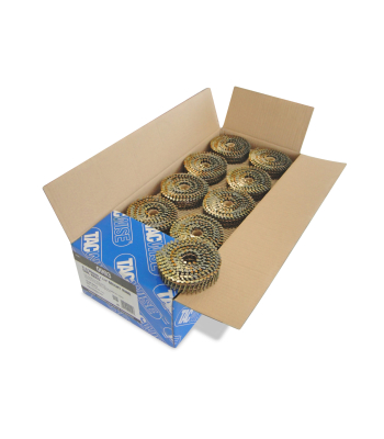 Tacwise Type 2.1/30mm Bright Flat Top Coil Nails, Diamond Point, Ring Shank, 16° Inclined, Wire Collated, Pack of 14,400 to suit Tacwise FCN50LHH2, GCN57P, FCN55V and FCN57V - Code 0993