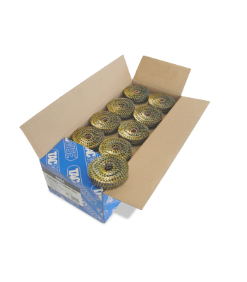 Tacwise Type 2.1/35mm Bright Flat Top Coil Nails, Diamond Point, Ring Shank, 16° Inclined, Wire Collated, Pack of 14,400 to suit Tacwise FCN50LHH2, GCN57P, FCN55V, FCN57V, FCN65V and HCN65P - Code 0994