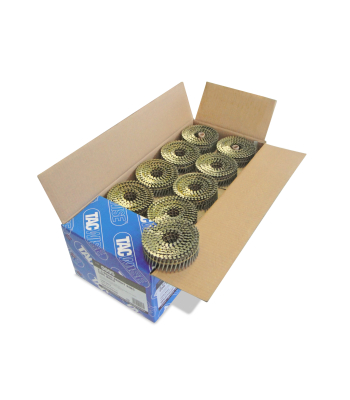 Tacwise Type 2.1/40mm Bright Flat Top Coil Nails, Diamond Point, Ring Shank, 16° Inclined, Wire Collated, Pack of 14,400 to suit Tacwise FCN50LHH2, GCN57P, FCN55V, FCN57V, FCN65V and HCN65P - Code 0995