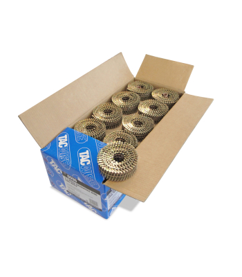 Tacwise Type 2.1/40mm Galvanised Flat Top Coil Nails, Diamond Point, Ring Shank, 16° Inclined, Wire Collated, Pack of 14,400 to suit Tacwise FCN50LHH2, GCN57P, FCN55V, FCN57V, FCN65V and HCN65P - Code 0996