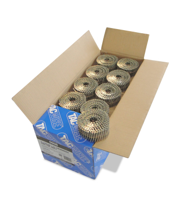 Tacwise Type 2.1/45mm Galvanised Flat Top Coil Nails, Diamond Point, Ring Shank, 16° Inclined, Wire Collated, Pack of 14,400 to suit Tacwise FCN50LHH2, GCN57P, FCN55V, FCN57V, FCN65V and HCN65P - Code 0998