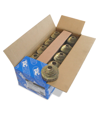 Tacwise Type 2.1/32mm Galvanised Conical Top Coil Nails, Blunt Point, Ring Shank, 16° Inclined, Wire Collated, Pack of 14,400 to suit Tacwise DCN50LHH, FCN50LHH, FCN55V and FCN65V - Code 1003