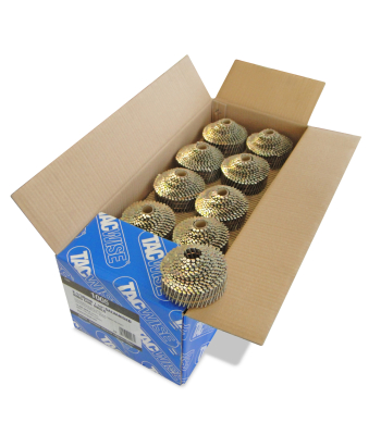 Tacwise Type 2.1/38mm Galvanised Conical Top Coil Nails, Diamond Point, Ring Shank, 16° Inclined, Wire Collated, Pack of 14,400 to suit Tacwise DCN50LHH, FCN50LHH, FCN55V and FCN65V - Code 1005