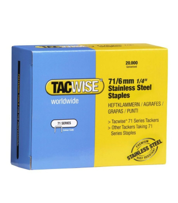 Tacwise Type 71/6mm Stainless Steel Staples, Box of 20,000 to suit Tacwise A7116V, A7116LN, A7116P - Code 1014