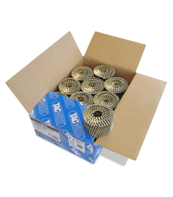 Tacwise Type 3.3/75mm Extra Galvanised Flat Top Coil Nails, Diamond Point, Ring Shank, 16° Inclined, Wire Collated, Pack of 4000 to suit Tacwise HCN83P, JCN90XHH and LCN130V - Code 1035