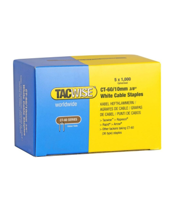 Tacwise Type CT-60/10mm Galvanised Divergent Point White Cable Staples, Pack of 5000 to suit Tacwise CT-60 - Code 1094