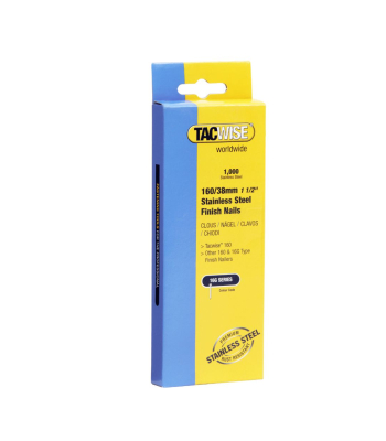 Tacwise Type 160(16G)/38mm Stainless Steel Finish Nails, Pack of 1000 to suit Tacwise DFN50V, FFN64LHH, GFN64V, FCT50LHH - Code 1097