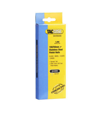 Tacwise Type 160(16G)/50mm Stainless Steel Finish Nails, Pack of 1000 to suit Tacwise DFN50V, FFN64LHH, GFN64V, FCT50LHH - Code 1098