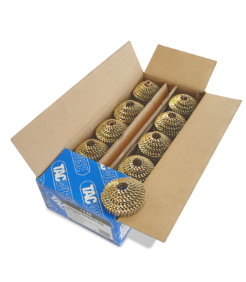Tacwise Type 2.1/22mm Galvanised Conical Top Coil Nails, Blunt Point, Ring Shank, 16° Inclined, Wire Collated, Pack of 14,400 to suit Tacwise DCN50LHH - Code 1128