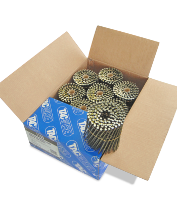 Tacwise Type 3.8/130mm Bright Flat Top Coil Nails, Diamond Point, Screw Shank, 16° Inclined, Wire Collated, Pack of 1500 to suit Tacwise LCN130V - Code 1155