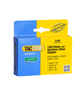 Tacwise Type 140/10mm Stainless Steel Staples, Box of 2000 to suit Tacwise Z3-140, Z3-140L, A11, A54, 140EL, 140-180EL tackers - Code 1217