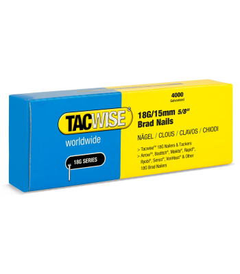 Tacwise Type 18G/15mm Galvanised Brad Nails, Pack of 4000 to suit Tacwise Z3 Series tackers, Hobby 53EL, 140EL, 181ELS, 191EL/S - Code 1708