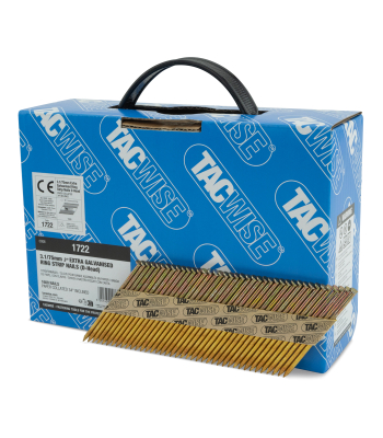 Tacwise Type 3.1/75mm Extra Galvanised Framing Nails, D Head, Ring Shank, 34° Inclined, Paper Collated, Pack of 1600 to suit Tacwise KDH90V, KDH90XHH and JDH90FHH - Code 1722