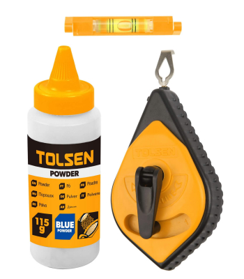 Tolsen Chalkline Set 30M+ Line Level + Refill Blue 3 x Faster Rewind