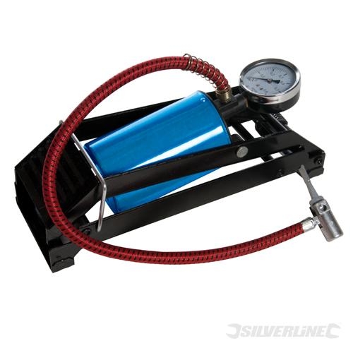 Foot Pump Heavy Duty Double Barrel 470cc High Air Output Metal Valve 550mm Hose