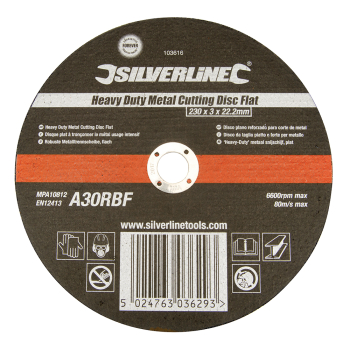 Silverline Heavy Duty Metal Cutting Disc Flat - 230 x 3 x 22.23mm - Code 103616