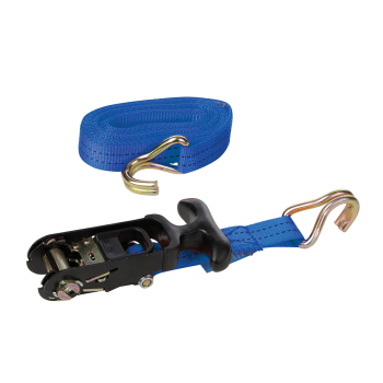 Silverline Rubber-Handled Ratchet Tie Down Strap J-Hook - 4.5m x 30mm Rated 400kg Capacity 800kg - Code 135487
