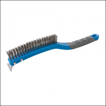 Silverline Stainless Steel Wire Brush with Scraper - 3 Row - Code 156914