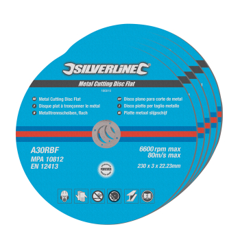 Silverline Metal Cutting Discs Flat 5pk - 230 x 3 x 22.23mm - Code 186810
