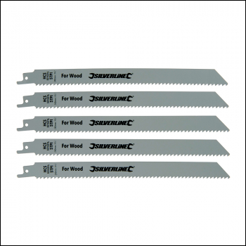 Silverline Recip Saw Blades for Wood 5pk - HCS - 5tpi - 240mm - Code 196500