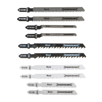 Silverline Jigsaw Blade Set 10pce - 10pce Wood/Metal - Code 234060