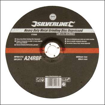 Silverline Heavy Duty Metal Grinding Disc Depressed - 230 x 6 x 22.23mm - Code 272328